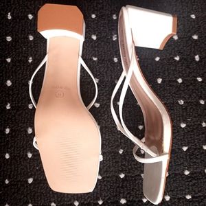 Nasty Gal White Block Heel Sandals